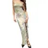 Wy23037 Verano 2026 Nuevo Estilo Europeo y Americano Elegante Malla Estampada Ajustado Vestido Tubo para Mujer