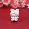 Plata Pura 999 Lazo Hello Kitty Dibujo Animado Signo del Zodiaco Cuentas Cuerda Trenzada Hecha a Mano Materiales para Joyería Accesorios Cuentas Sueltas