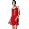 Vestido de Tirantes con Borlas S-3XL Estilo 1920s Gatsby Lentejuelas Vestido de Noche Disfraz de Baile de Graduación Danza Latina