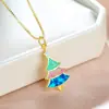 Colar Árvore de Natal de Opala Colorida Transfronteiriça para Mulheres, Acessórios de Moda, Corrente Delicada e Versátil para Clavícula