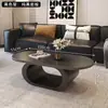 Mesa de Centro Minimalista Italiana Nova em Laje de Rocha Sala de Estar Casa Simples Moderna Combinação de Alto Padrão Luxo Leve Mesa de Chá Oval