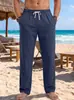 Ropa para hombre transfronteriza TK estilo americano lino lavado a la arena arrugado pantalones casuales Amazon talla de EE. UU. vacaciones de verano playa pantalones rectos