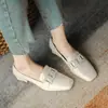 Zapatos de Verano para Mujer Estilo Británico con Tacón Grueso, Zapatos Pequeños de Cuero Suave con Punta Cuadrada, Tacones Altos Versátiles de Cuero Suave con Tacón Medio Retro