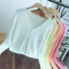 Cárdigan de Punto de Verano para Mujer, Estilo Delgado, Nuevo Modelo 2026, Protector Solar, Petite, Manga Larga, Cuello en V, Top Corto