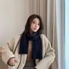 Cachecol de Tricô Dupla Face Duas Cores para Mulheres no Outono e Inverno Estilo Coreano Versátil Estudante Menina Fofa Cachecol de Lã Quente Espessado