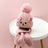 Conjunto de Gorro y Bufanda de Punto con Diseño de Letras para Niños para Otoño e Invierno, Protección Cálida para los Oídos para Niños y Niñas, Gorro y Bufanda para Bebé