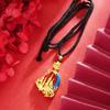 Collar con colgante de diseño nicho de estilo palaciego con incrustaciones de gota de aceite de color de castillo de fantasía, joyería de oro antiguo de arena vietnamita