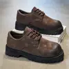 Novos Sapatos de Couro Masculinos para o Verão de 2026, Sapatos com Sola Grossa que Aumentam a Altura, Sapatos de Couro Respiráveis, Sapatos Masculinos de Cano Baixo Versáteis na Moda Estilo Britânico