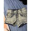Shorts Jeans Curtíssimos de Cintura Baixa Estilo Americano Spicy Girl para Mulheres, Primavera e Verão Ajuste Slim Justos ao Quadril Hot Pants Tendência