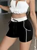 Shorts de Mujer 2026 Verano Europeo y Americano Transfronterizos de Cintura Alta con Cordón Casual Amazon Temu Adelgazantes Color Block Chica Caliente