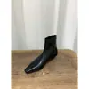 Botas de Cano Curto Quadradas de Salto Baixo Versáteis para Mulheres 2026 Outono Inverno Novas Botas Simples para Mulheres Botas Curtas Botas Francesas Emagrecedoras