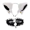 Diadema de Halloween Diadema para Actuación en Festival Set de Diadema y Collar de Chica Gato Orejas de Gato Pasador Sencillo para Niña Hermosa