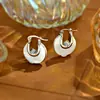 Pendientes de Concha en Forma de U de Lujo Ligero para Mujer, Moda de Gama Alta, Pendientes Simples y Elegantes, Púa de Plata 925, Nuevo Estilo Trendy Ins