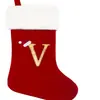 Calcetines de Punto Rojos de Navidad con 26 Letras Transfronterizos Adornos Navideños de Alta Gama Bolsas de Dulces Bordadas Suministros de Decoración