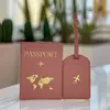 Cubierta de Pasaporte Personalizada de Cuero PU Etiqueta de Equipaje Portátil Set de Etiquetas para Equipaje de Viaje