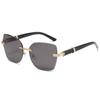 Gafas de Sol de Moda Nuevas Irregulares sin Montura con Corte al Vivo Estilo Urbano Trendy Europeo y Americano Metal Sombrilla Gafas de Sol Bl2501