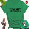 Moda Europeia e Americana 2025 Taylor Swift estampa simples T-shirt unissex gola redonda Europeia e Americana