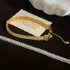 Pulsera de encaje trenzado de plata de ley S925 con diamantes completos, chapada en oro, lujo ligero, a la moda, de alta gama, versátil, diseño de nicho