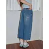 Jeans Feminino Cropped Lavagem Azul Bordado 2026 Verão Casual Cintura Alta Perna Larga Calça Cropped Calça Reta Comprimento Médio
