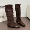 Botas altas de punta afilada negras con remaches para mujer, nuevo estilo otoño/invierno 2026, uso bidireccional desmontable, botas de ajuste ceñido, botas de montar