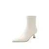 Elegantes Botines Delgados Sexy 2026 Invierno Tacón Fino Tacón Alto para el Trabajo Punta Delicada Elásticos Circunferencia Pequeña de Pantorrilla Botines Cortos Mujer 41