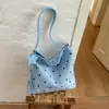 Bolso Tote de Ante Azul con Lunares para Mujer 2026 Nuevo con Correa de Hombro Tejida de un Solo Hombro Cruzado de Cuerpo Bolso de Gran Capacidad para el Trabajo