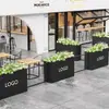 Combinación de Macetero de Acero Inoxidable Asiento Exterior Divisor Canaleta para Flores Patio Balcón Oficina de Ventas Banco de Calle Patio Exterior