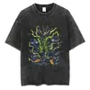 [Lavada Transfronteiriça] Camiseta Streetwear Hip-Hop Masculina Vintage Retro Dragon Ball Gráfica Camiseta Lavada Harajuku