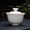 Mat fat jade blanco porcelana sancai tazón actividades de la empresa LOGO regalo dahongpao té reseña tazón con mano regalo al por mayor