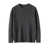 Outono e Inverno Novo Gola Redonda 100% Caxemira Pura Tricô Masculino Espesso Quente Casual Tricô Cor Lisa Manga Longa Pulôver