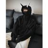 Sudadera con capucha para pareja de otoño 2025, toma real, talla grande, empalme americano, remaches, orejas de Doberman, chaqueta corta