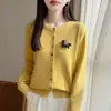 Suéter jacket elegante de manga larga para mujer, holgado, de primavera, cárdigan de punto con cuello redondo para mujer