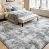 Alfombra para sala de estar de seda y lana teñida anudada, de pelo largo, en stock, cobertura completa de área grande, manta suave para cabecera de dormitorio, venta al por mayor transfronteriza