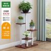 Estante de hierro para flores para balcón, sala de estar, maceta decorativa, estante para flores de pie con rosas verdes, estante de almacenamiento multicapa de acero y madera para interiores.