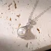 Yuebao Joyería Perla de Agua Dulce Natural Plata de Ley S925 Collar Gota de Agua Perla Redonda Lujo Ligero Sensación de Alta Gama Cadena para Clavícula Al por Mayor