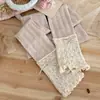 Leggings para niños, nuevos de otoño, mallas apiladas de encaje con patrón de ondas, adecuados para usar como prenda exterior, pantalones de nueve puntos para niñas mayores, pantimedias para niñas