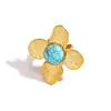 Anillo Malt Jewelry Estilo Corte Francés Pétalo de Flor Turquesa con Diseño Abierto Ajustable Anillo Declaración para Mujeres
