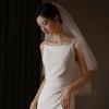 Vestido de Novia Ligero Estilo Francés Vestido de Registro de Licencia Vestido de Compromiso para Mujer Vestido de Tirantes Vestido Blanco de Temperamento