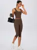 Nuevo conjunto de yoga estilo europeo y americano para mujer, ropa de fitness reductora de cintura, conjunto de dos piezas de alta elasticidad y ajuste ceñido para correr al aire libre y deportes