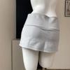 Em estoque 2024 Verão Novas Mulheres Quentes Meninas Cintura Alta Slimming Coreano Anti-reflexo A-line Hip Calças Curtas Saia sobressaia