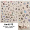 Redanco5D Relieve Popular Pegatina para Uñas Estampado de Leopardo Brillo Corazón de Oro Triturado Pegatina Estereoscópica para Uñas Dr1573