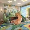 Beliche Deslizante de Fibra de Vidro com Design de Dinossauro de Desenho Animado para Crianças, Adequado para Quartos Temáticos de Hotel de Luxo e Salas Familiares, com Decoração Bonita