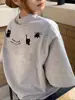 Nova Camiseta de Algodão Puro de Manga Curta para Mulheres Verão Design Fofo de Gatinho em Desenho Animado Tops Casuais Soltos Versáteis de Manga Curta para Mulheres