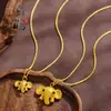 Produto de Sucesso em Transmissão ao Vivo: Pingente de Elefante Fofo Banhado a Ouro Estilo Antigo, Colar com Fio Auspicioso e de Boa Sorte com Orelhas Grandes e Tromba Longa, Adorável Colar de Elefantinho