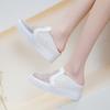 Zapatillas de Media Pantufla con Elevación Interna para Mujer para Usar Afuera Verano Malla Nueva con Pedrería Transpirables Tacón de Cuña Plataforma de Suela Gruesa Zapatos Blancos