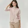 Cardigã de tricô de cashmere com gola polo para mulheres, elegante e versátil, efeito emagrecedor, com gola virada, perfeito para outono e inverno, peça de outer wear macia e confortável