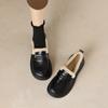 Weiwei Girl 688-5 Otoño/Invierno Mocasines Forrados de Polar Estilo Británico Retro para Mujer Zapatos Pequeños de Piel Botas de Nieve Zapatos de Algodón Cálidos
