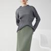 Otoño Nuevo Mujer de Alta Gama Plisado Escama de Pescado Suelto Color Sólido Simple para Ir al Trabajo Combinable Base Camiseta Top Miyake