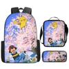 Pekemon Pica Chubaokemeng mochila escolar para estudiantes de tres piezas con correa cruzada mochila de dibujos animados una generación de pelo