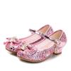 Zapatos Bajos de Piel para Niña Estilo Nuevo Primavera y Otoño con Parte Superior de Lentejuelas y Decoración de Moño Zapatos Planos de Baile para Niños